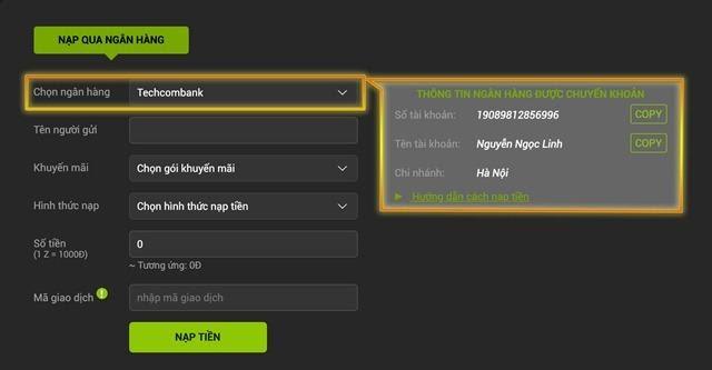 Hướng dẫn nạp tiền Zbet nhanh chóng