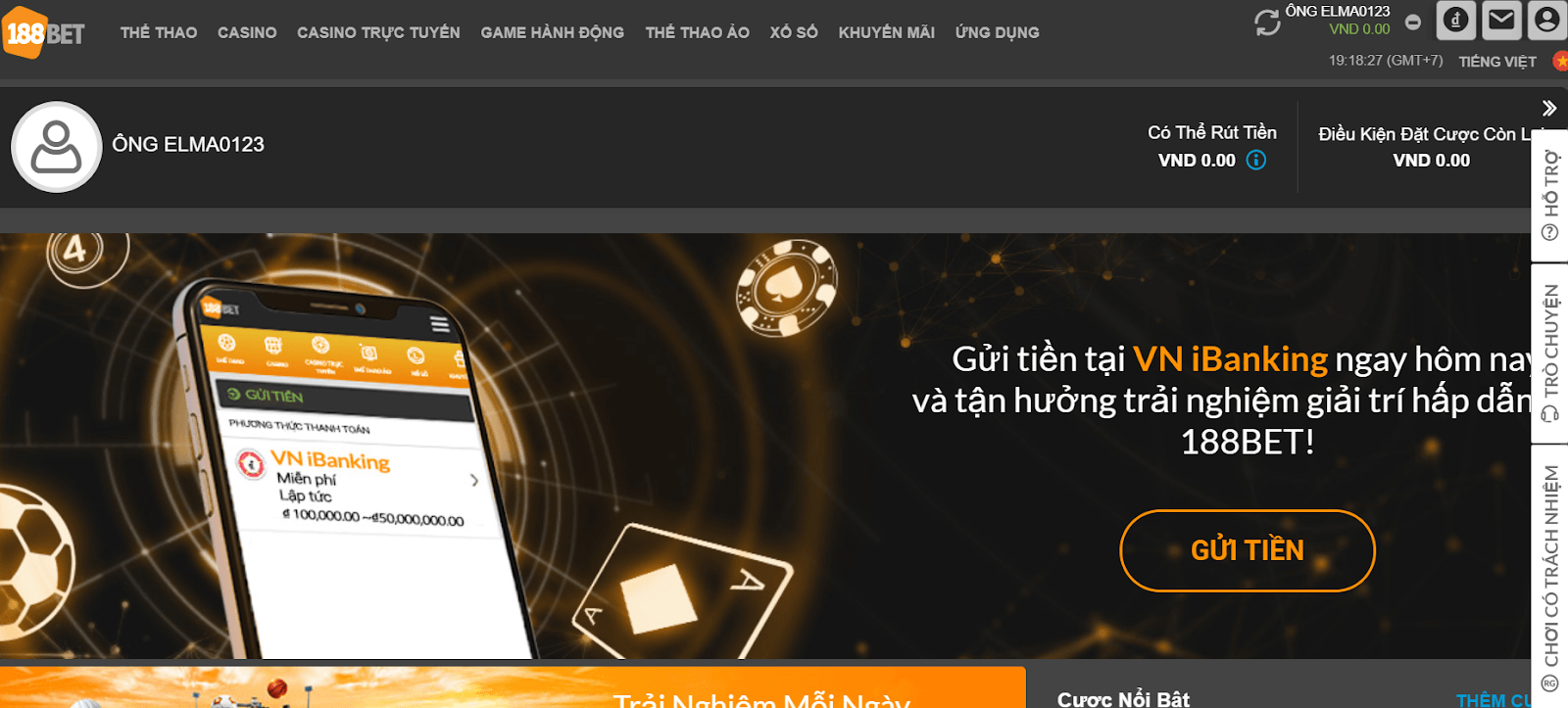Nạp rút tiền tại 188Bet như thế nào?
